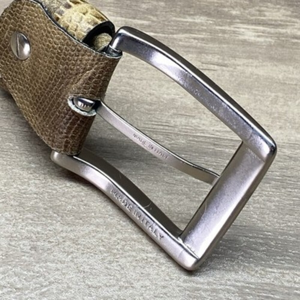 Giorgio Armani Tan Lizard-Embossed Leather Belt - Picture 5 of 10